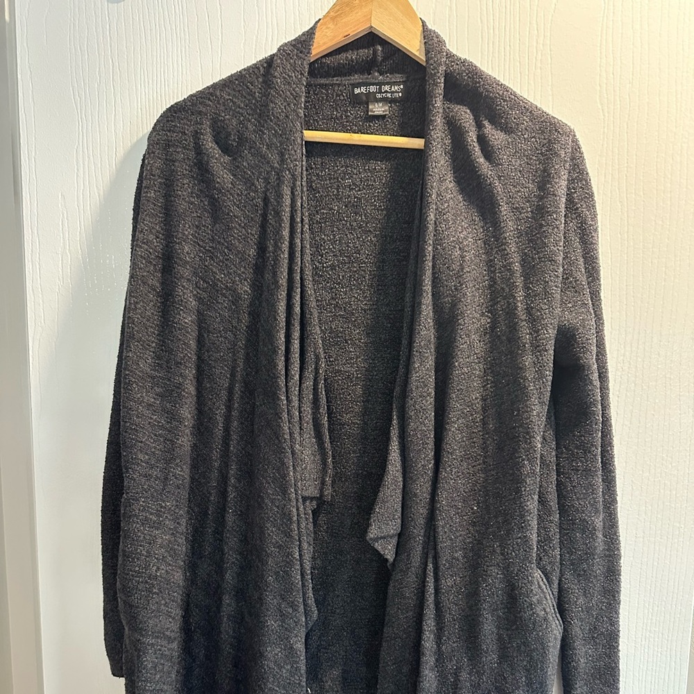 Barefoot Dreams CozyChic Lite Dark Gray Open Cardigan
